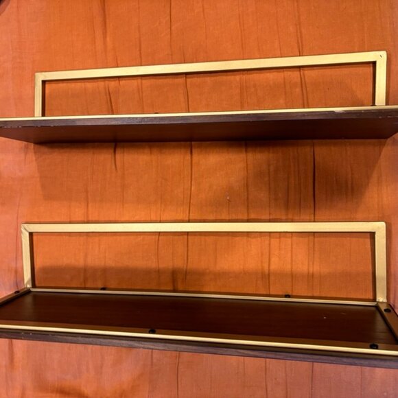 Set of TWO 23.7" x 7" Wood & Gold Metal Wall Shelf - Project 62 - Picture 3 of 3